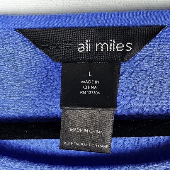 Ali Miles Blouse Tunic Top Purple Artsy Art to Wear Crinkle Gauze Long Sleeve L - Picture 3 of 6